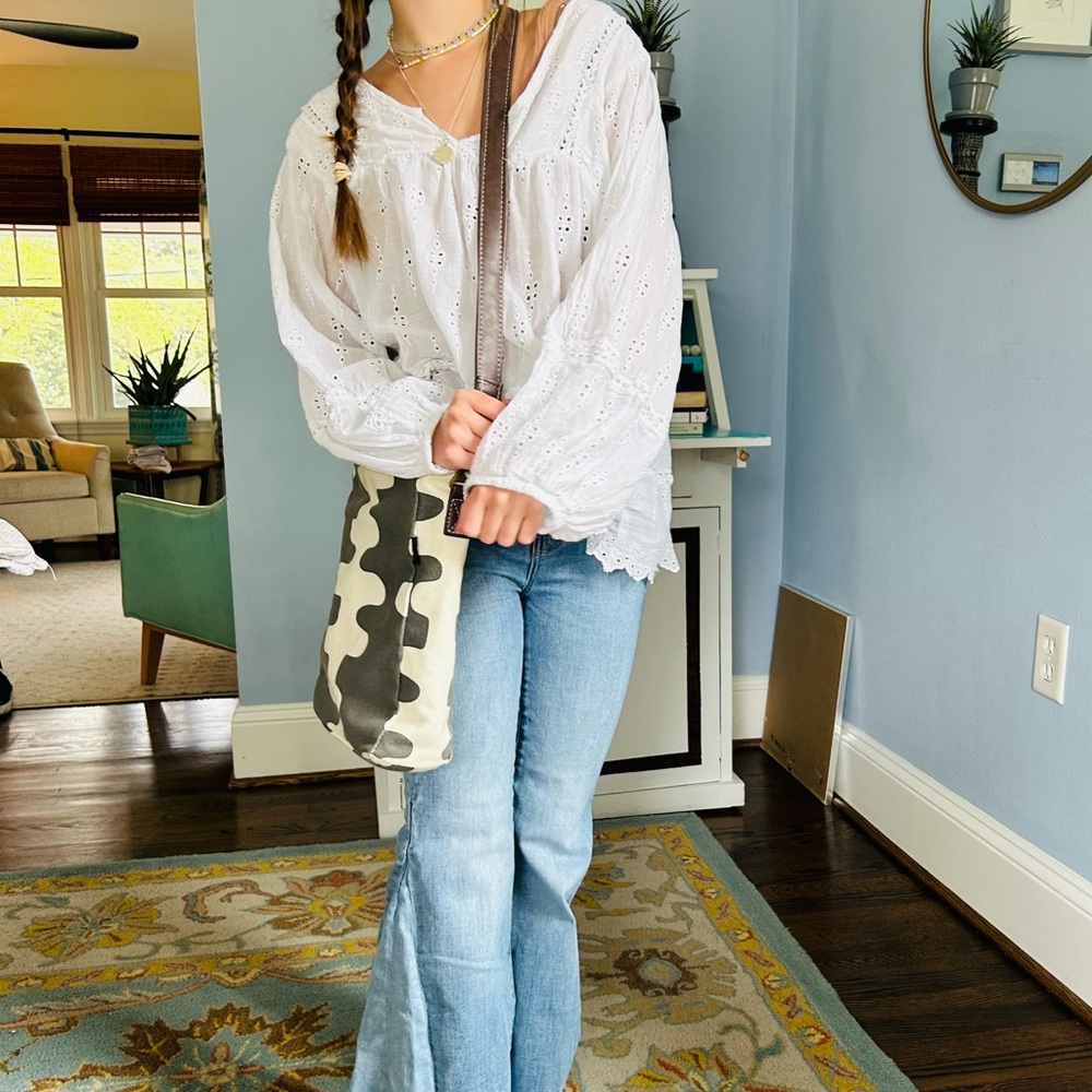 Maika Cream and Taupe canvas bag.  Gentle used